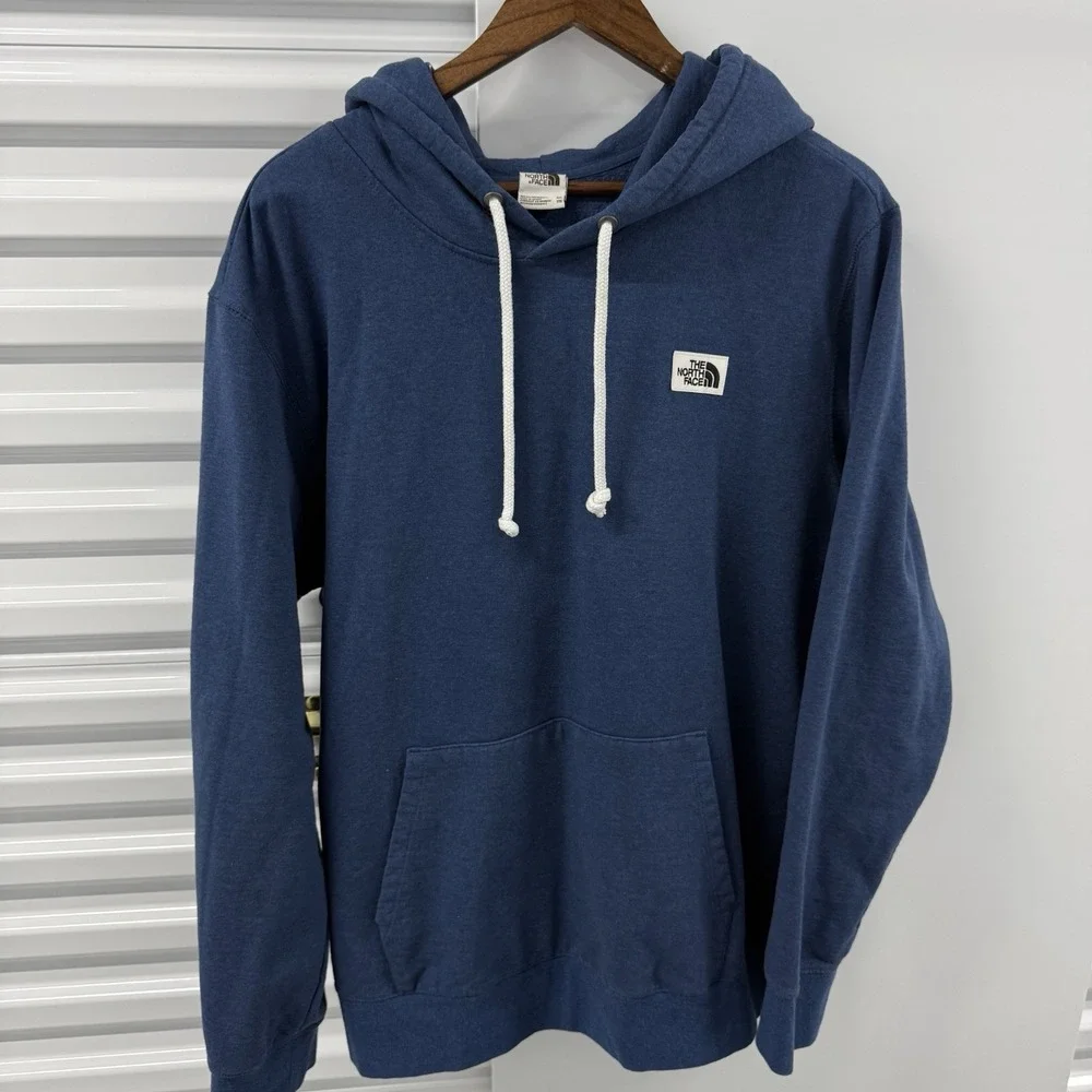 The North Face Hoodie Mens XXL Blue Pullover Heritage Logo Patch Sweatshirt